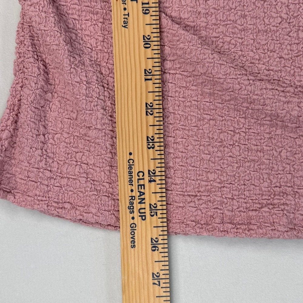 A New Day Womens Top Pink Textured Mock Neck Short Sleeve Medium New - Picture 7 of 7